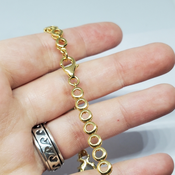 SOLD Labradorite Gold Over Sterling Silver CZ Accent Tennis Bracelet - Picture 5 of 10